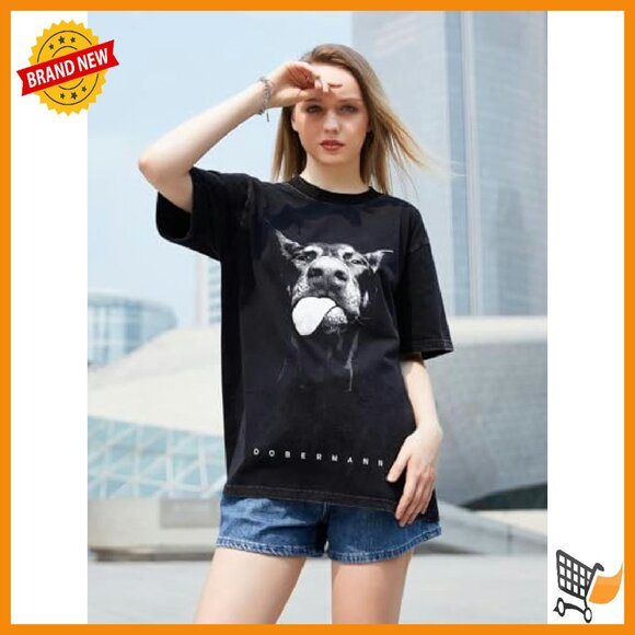 Unisex Oversized Cotton Graphic Tee Vintage Streetwear Casual T-Shirt - Picture 6 of 7